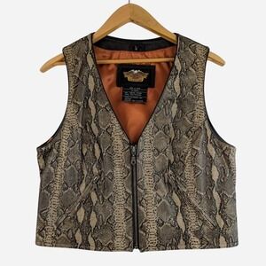 Harley Davidson Motorcycles 100% Leather Snake Python Biker Vest Large
